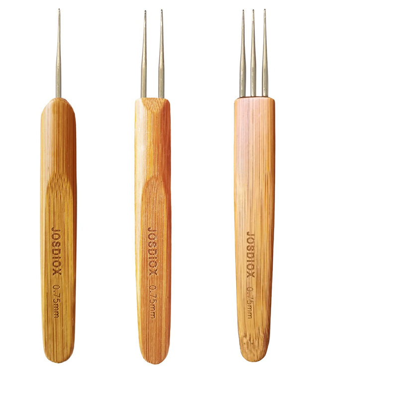 Dreadlocks Crochet Hooks Tool Set ,Crochet Needles for Hair Dreadlock Locks 0.75 mm Crochet Needle Steel with Bamboo Handle Good for Braid Craft (0.75 mm 1 Hook , 2 Hooks , 3 Hooks) - NewNest Australia
