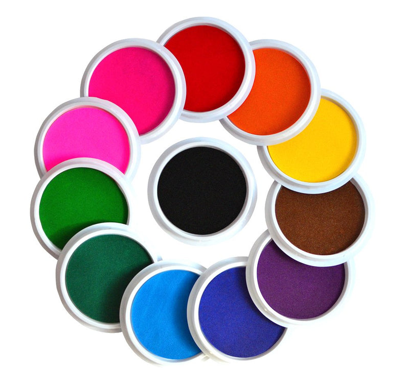 Myboree Washable Large Ink Pads for Kids Crafts Projects Rubber Stamps 12 Colors - NewNest Australia