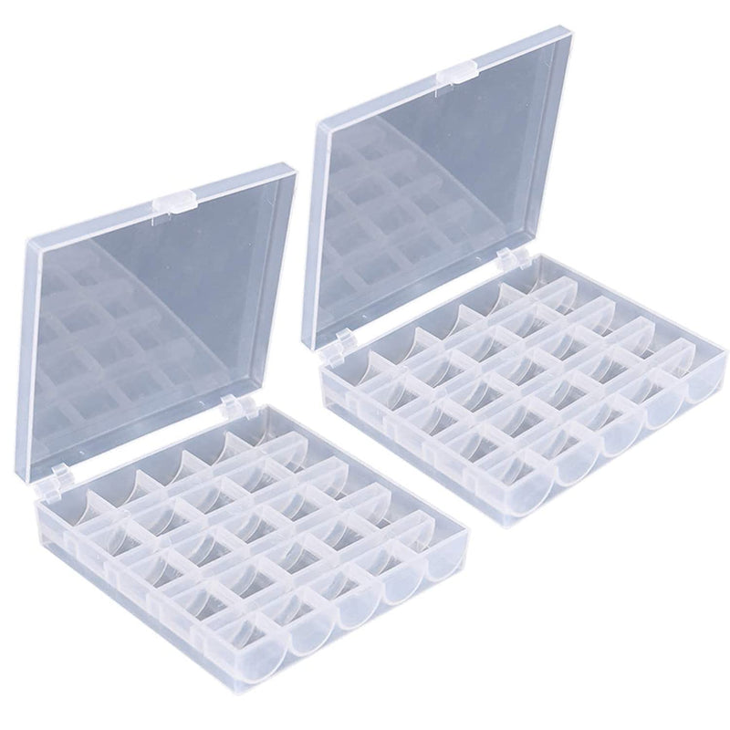 AKIRO 25 Slots Empty Bobbins Spools Box, Sewing Craft Plastic Case Storage Box for Sewing Machine 2 Pack - NewNest Australia