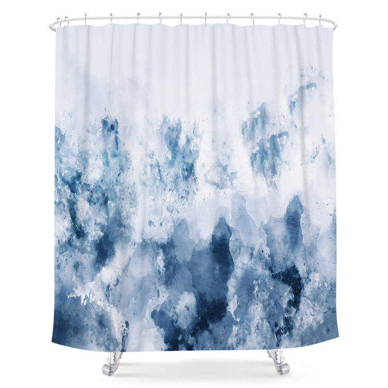 LIGHTINHOME Abstract Watercolor Blue Shower Curtain Silver Gray Cold White Modern Art Painting Fabric Waterproof Bathroom Home Decor Set 72x72 Inch 12 Plastic Hooks 72Wx72L - NewNest Australia