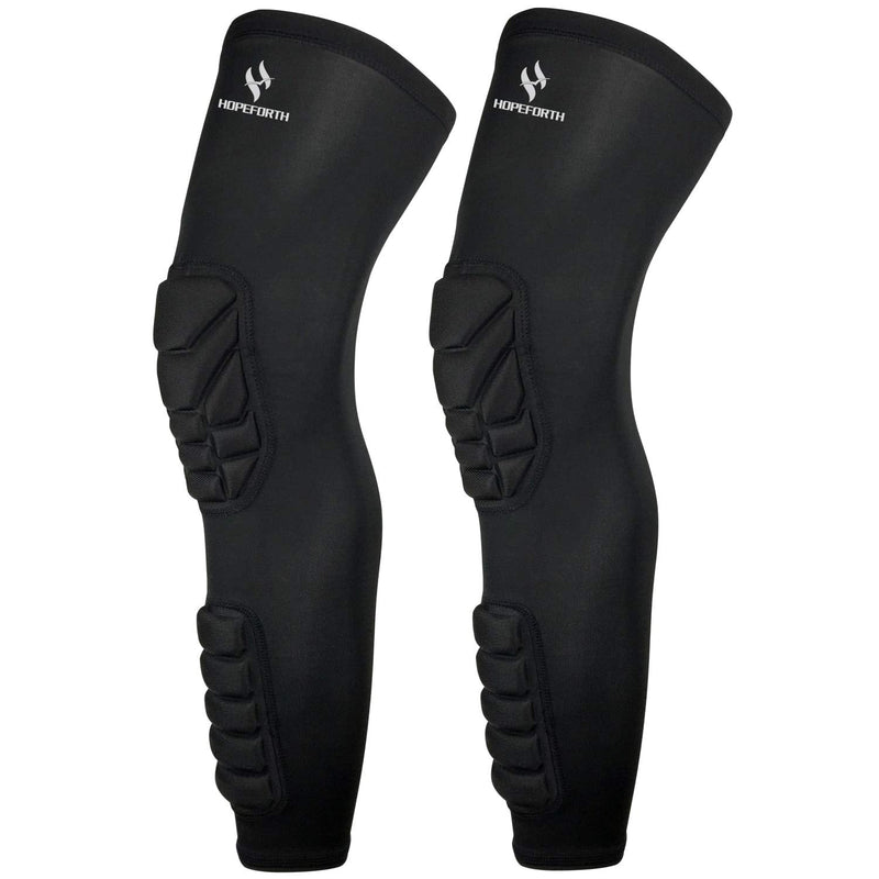 HOPEFORTH Knee Calf Padded 2 Pack Compression Leg Sleeve Thigh Sports Protective Gear Shin Brace Support for Football Basketball Volleyball Soccer Baseball Tennis Black Padded Knee Calf XX-Large - NewNest Australia