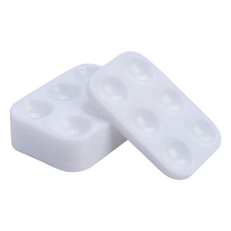 DAIKOYE 30 PCS White Plastic Paint Palettes 6 Well Rectangular Watercolor Palette Painting Tray for Painting Party, DIY Craft and Art Painting - NewNest Australia