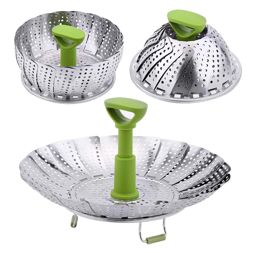 Vegetable Steamer Basket - Stainless Steel Collapsible Steamer Insert for Steaming Veggie Fish Seafood Cooking, Adjustable Sizes to Fit Various Pots (5.1" to 9.2") 5.1" to 9.2" - NewNest Australia