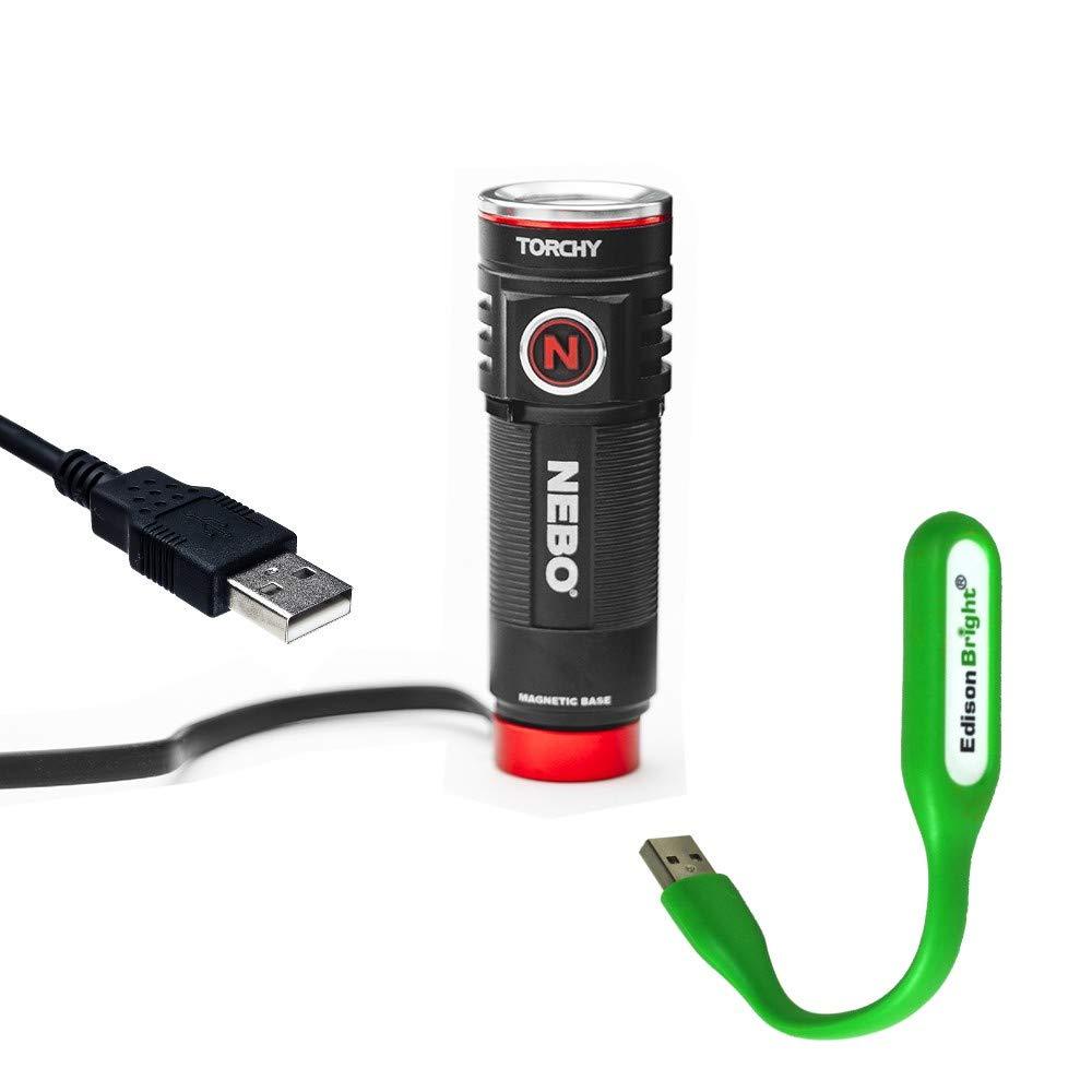 Nebo Torchy 1000 lumen compact magnetic USB rechargeable LED flashlight, with EdisonBright USB powered reading light bundle - NewNest Australia