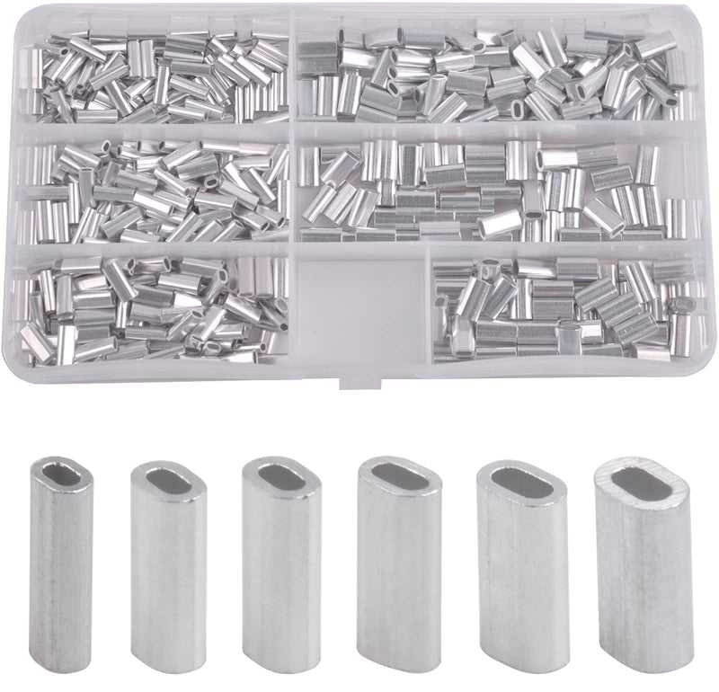 AGOOL Aluminum Single Barrel Crimp Sleeves Kit Aluminum Crimping Loop Sleeve Assortment Kit for Wire Rope and Cable Fishing Line Tube Connectors for Leader Rigging Oval/Round 500PCS-Oval - NewNest Australia