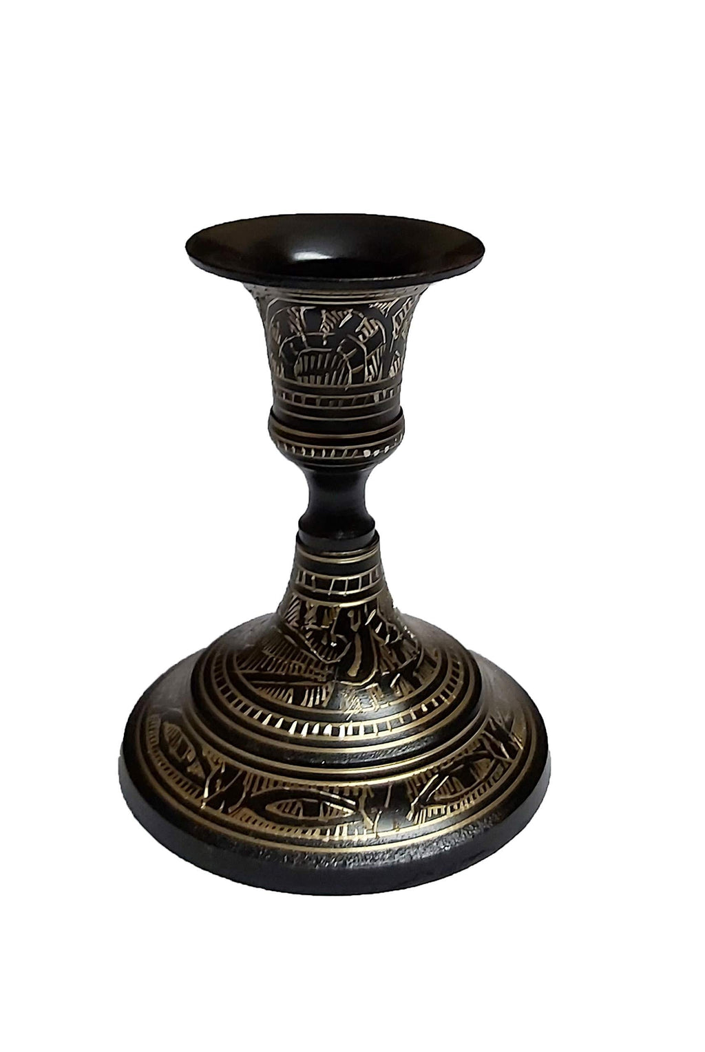 NewNest Australia - PARIJAT HANDICRAFT Brass Candlestick Holder Candle Stands for Decoration Living Room Table Office Gift (Black) Black 