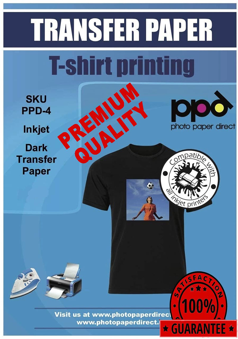 PPD Inkjet PREMIUM Iron-On Dark T Shirt Transfers Paper LTR 8.5x11" Pack of 5 Sheets (PPD-4-5) - NewNest Australia