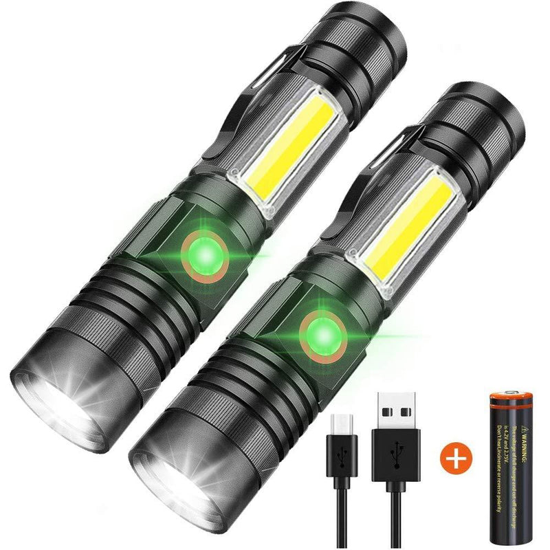 LED Flashlight Rechargeable, 1000 Lumens Super Bright Magnetic Flashlight with COB Work Light, Waterproof, 4 Modes, iToncs Pocket Tactical Flashlights for Outdoor Camping Emergency 2 Pack Tactical Flashlights2 - NewNest Australia