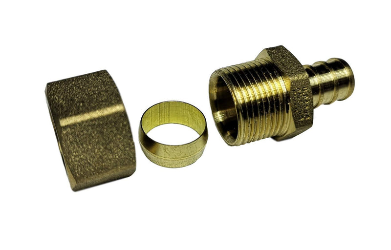 10 PIECES XFITTING 1/2" PEX X 5/8" OD COMPRESSION STRAIGHT ADAPTER, LEAD-FREE BRASS NSF, PEX B - NewNest Australia