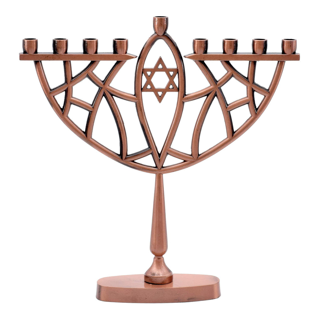 NewNest Australia - Ner Mitzvah New Prismatic Hanukkah Menorah - Menorah for Chanukah Candle - Copper Finish 