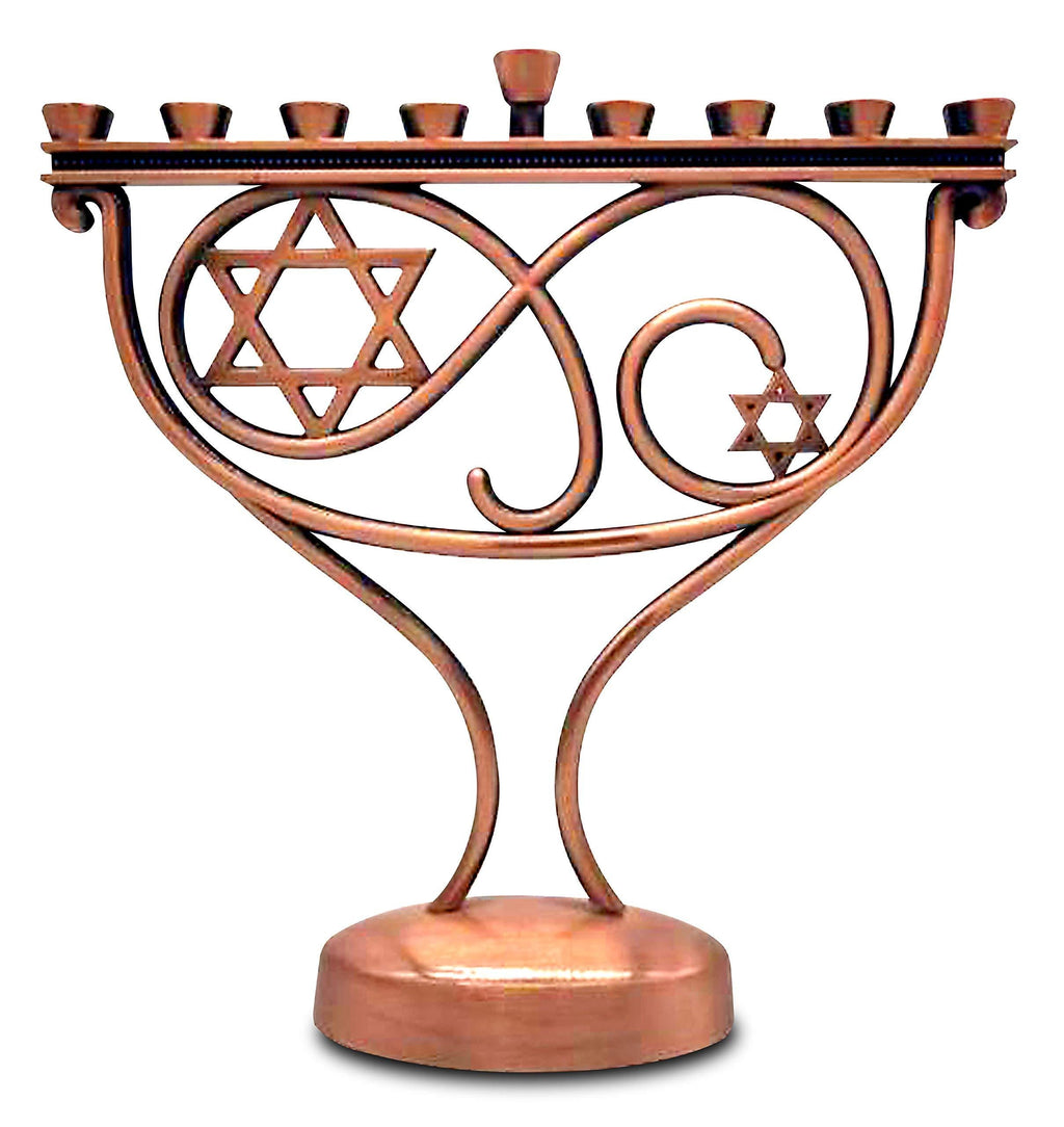 NewNest Australia - Ner Mitzvah Whimsical Hanukkah Menorah - Menorah for Chanukah Candle - Copper Finish 