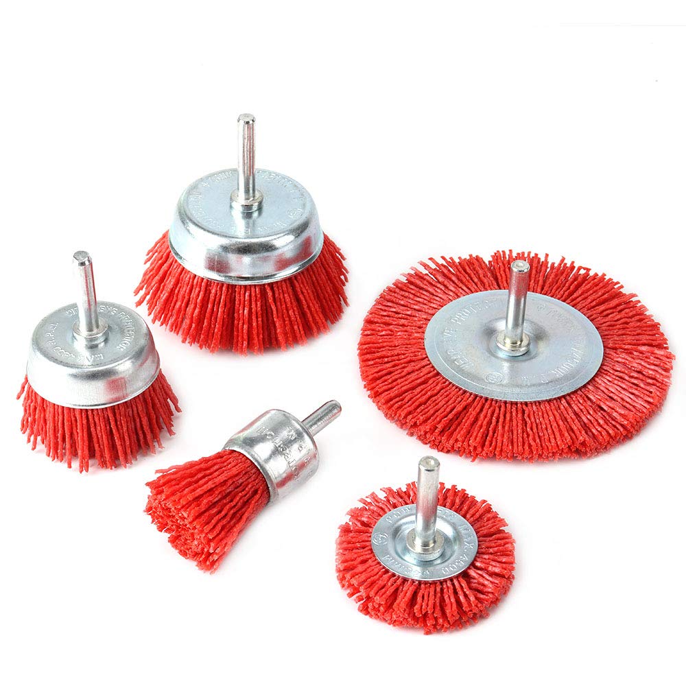 KuoFu 5Pcs Nylon Filament Abrasive Wire Brush Kit for Drill Rotary Tool 1/4 inch Shank - NewNest Australia