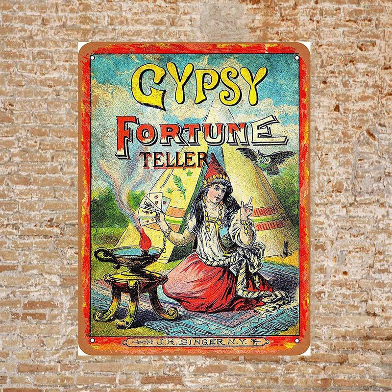 NewNest Australia - Owesoe Gypsy Fortune Teller Tin Sign 8x12 Wall Decor for Indoor Outdoor 