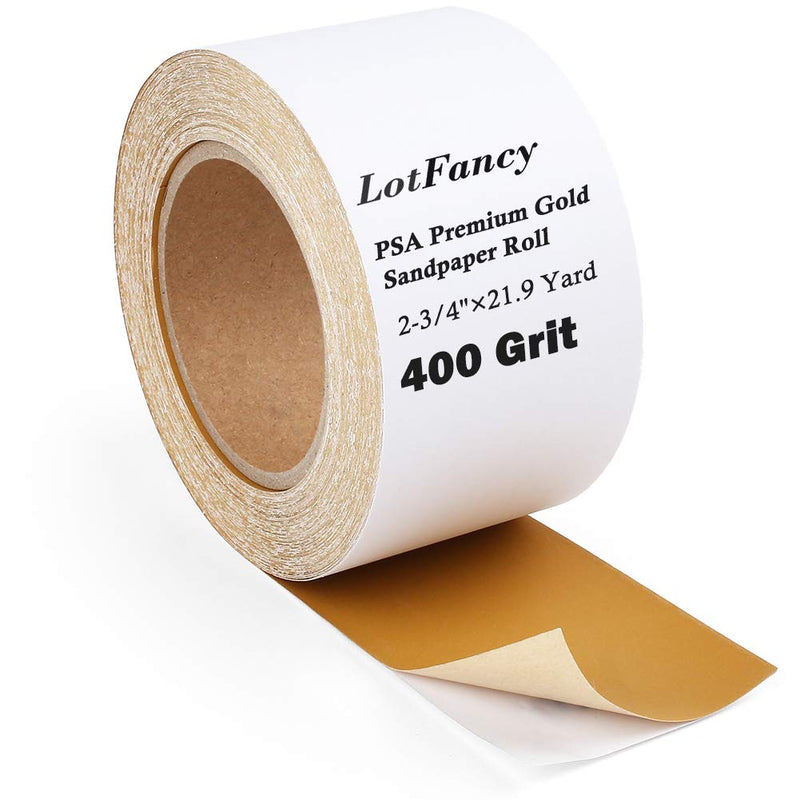 LotFancy PSA Sandpaper Roll, 400 Grit Self Adhesive Sticky Back Longboard Sand Paper, 2-3/4" Wide by 21.9 Yard Long, Premium Aluminum Oxide Abrasive Sanding Roll, for Automotive and Woodworking - NewNest Australia