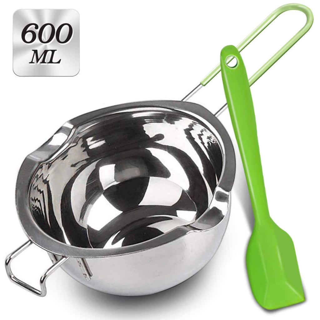 Stainless Steel Double Boiler with Silicone Spatula, Chocloate Metls Pot with Heat Resistant Handle for Melting Chocolate, Candy, Candle, Soap and Wax 600ML Green - NewNest Australia