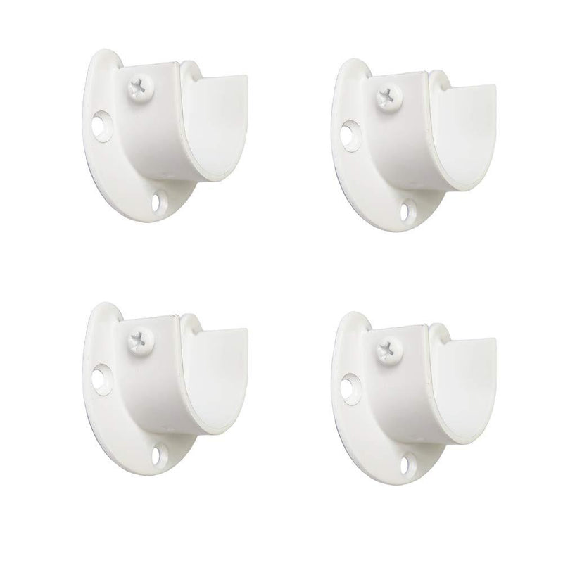 FYTRONDY White Edition Stainless Steel Closet Rod Bracket, U-Shaped Open Type Socket Bracket, Wardrobe Bracket, Shower Curtain Rod Pole End Supports Sockets Flange (1 INCH, 4 Pack) 1 INCH, 4 Pack - NewNest Australia