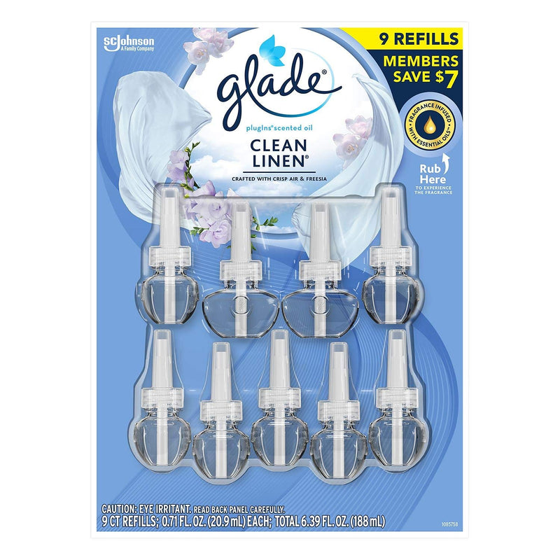 Glade PlugIns Scented Oil Refill, Essential Oil Infused Wall Plug in, 6.39 fl. oz, 9 ct. (Clean LIne) - NewNest Australia