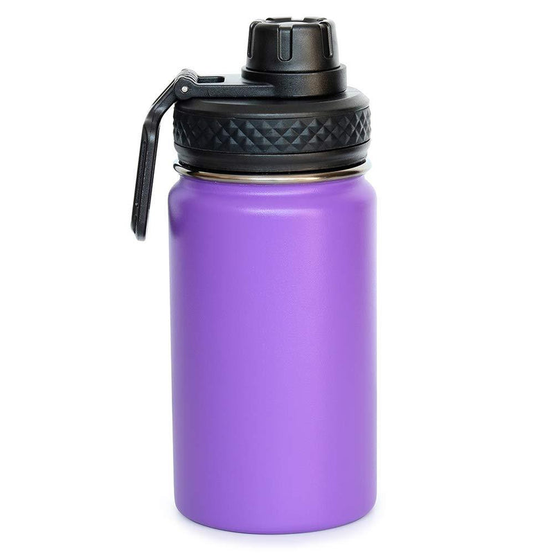 NewNest Australia - Colorful PoPo 12 oz Kids Stainless Steel Water Bottle, Double Wall Vacuum Insulated Tumbler Thermoses with Wide Mouth Leakproof Spout Lid - Purple 