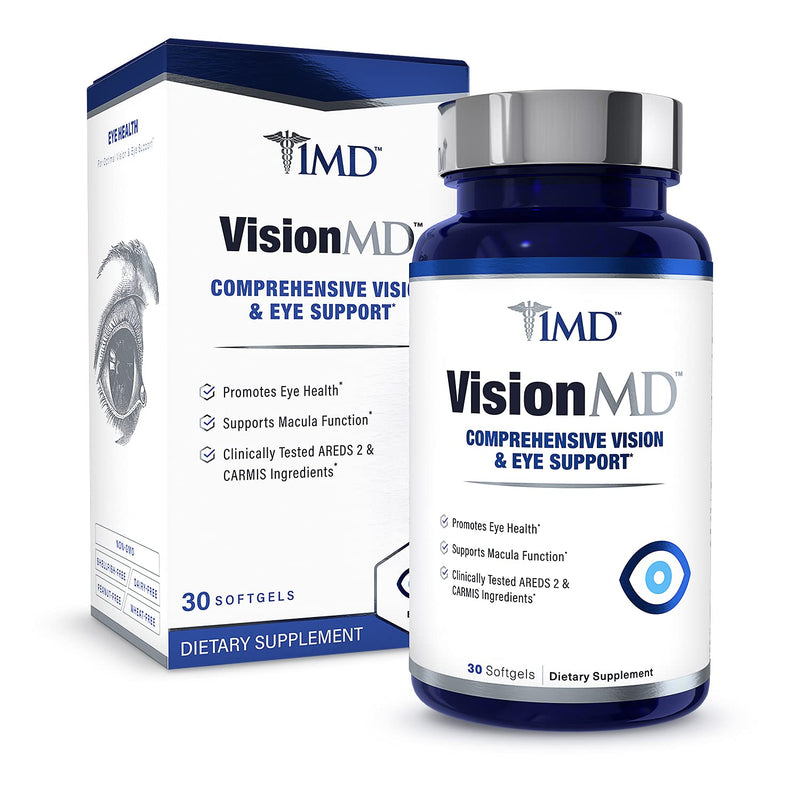 1MD Nutrition VisionMD Eye Vitamin CARMIS - with OptiLut Lutein & Zeaxanthin | Supports Vision Health, Everyday Eye Strain, & Occasional Dry Eye | 30 Softgels 30 Count (Pack of 1) - NewNest Australia