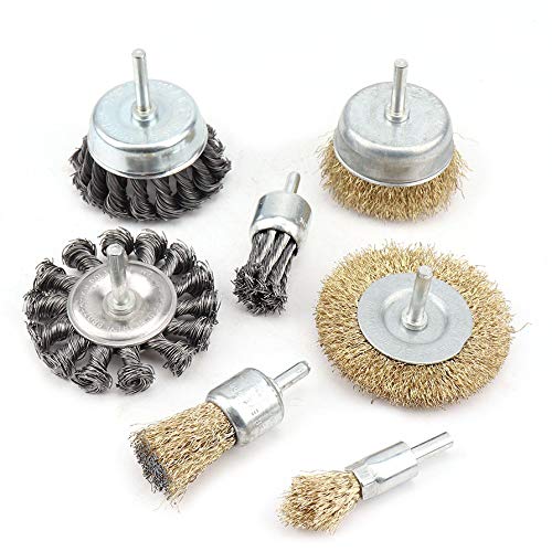 7 Pack Knotted and Plated Crimped Wire Wheels Brush Set,3 inch Cup Wire Wheels Brush and 1 inch End Brush Set for Rust Removal, Corrosion and Paint - NewNest Australia