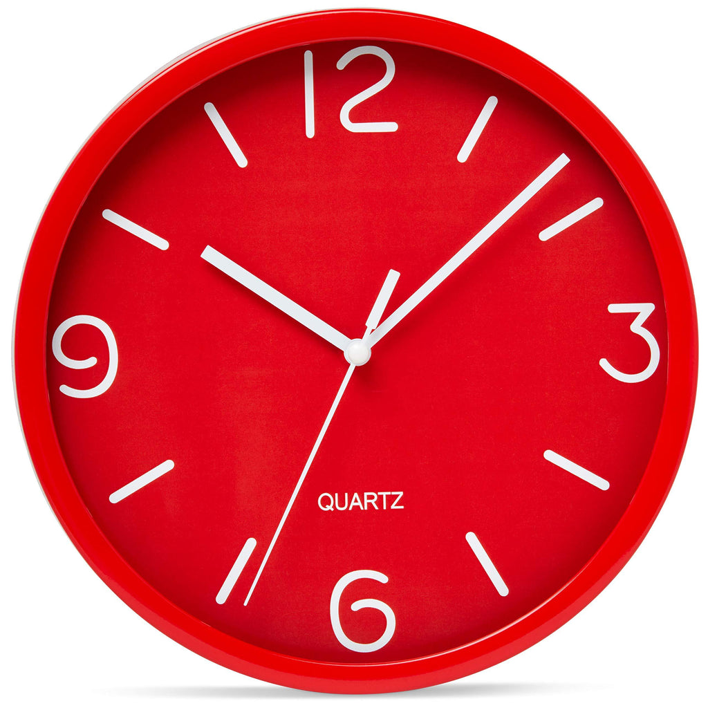 NewNest Australia - Bernhard Products Red Wall Clock 8 Inch Silent Non Ticking, Quality Quartz Battery Operated Small Round Easy to Read for Kitchen Home Office Bedroom Bathroom Decorative Clocks (Red) Candy Apple Red 