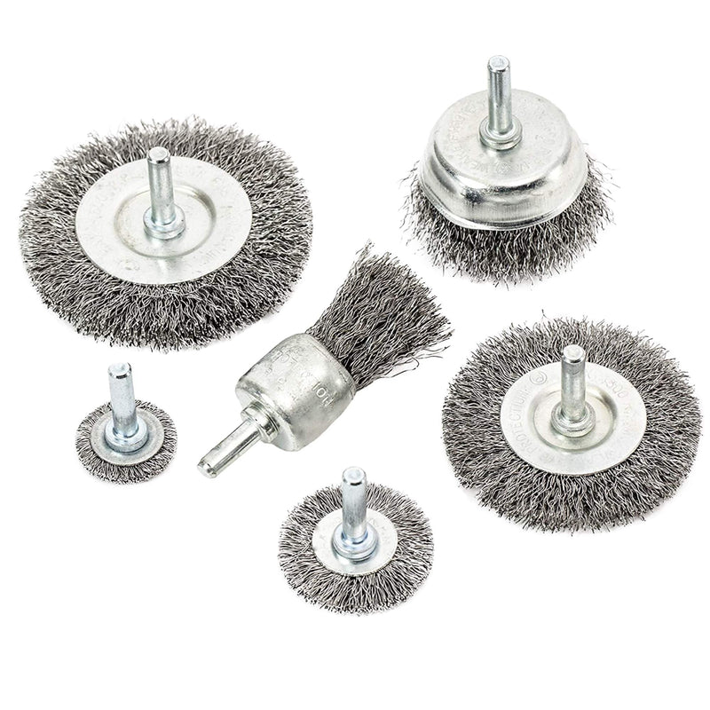eHomeA2Z Wire Brush For Drill Wheel Steel Cup (6 Pcs) 1/4 Inch Arbor Abrasive For Cleaning Stripping Rotary Metal Hex Shank Attachment For Power Drill Paint Rust Removal - NewNest Australia