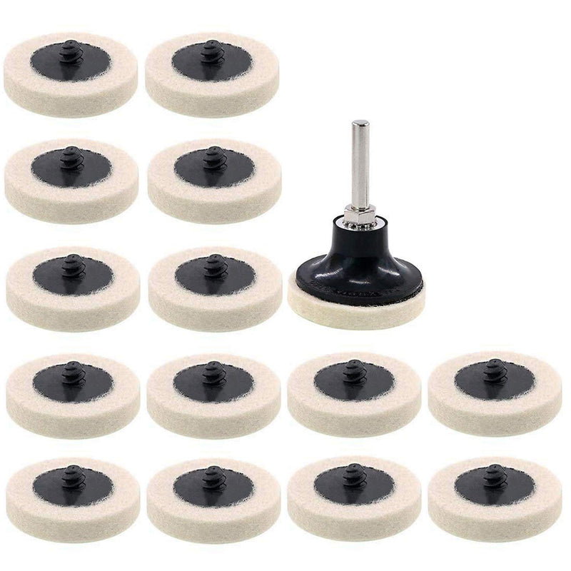 2 Inch Compressed Wool Fabric QC Disc Polishing Buffing Pads Wheels Disc Pad Holder with 1/4" Shank Perfect for Cleaning Polishing Sanding Projects 16 - NewNest Australia