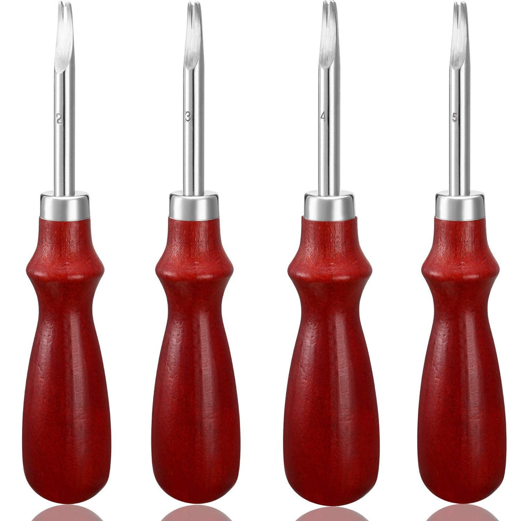 4 Pieces Edge Leather Beveler Craft Edge Beveler Cutting Beveling Leather Skiver Tool for DIY (1.5 mm, 1.2 mm, 1.0 mm, 0.8 mm) - NewNest Australia