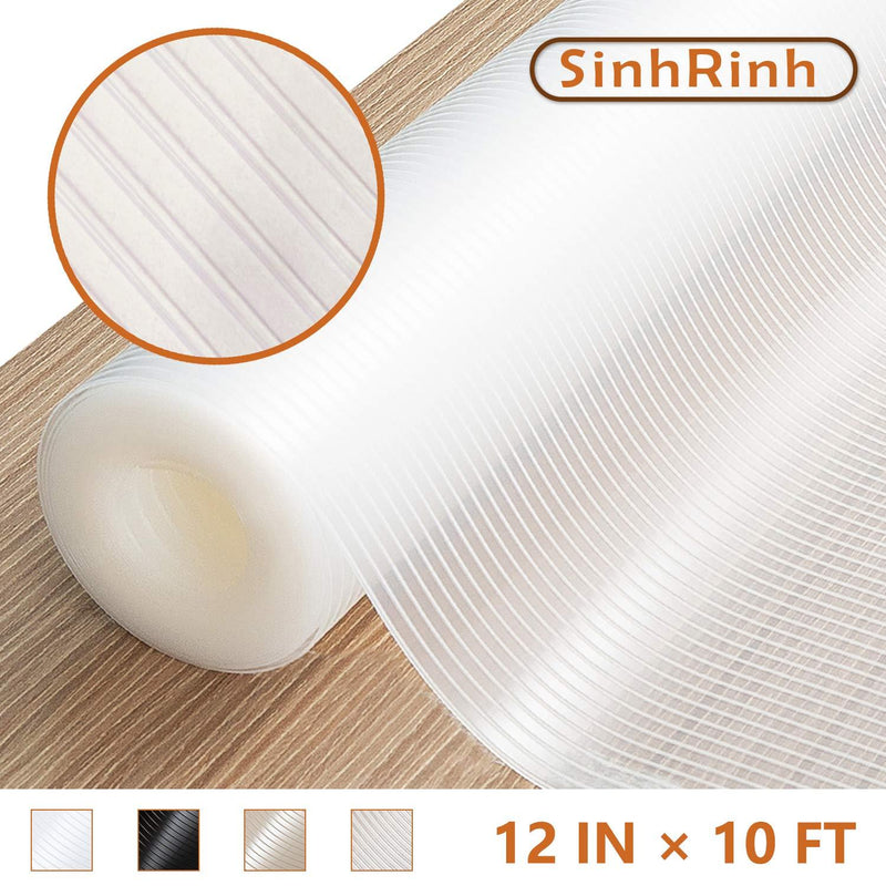 NewNest Australia - SinhRinh Shelf and Drawer Liner, 12 Inch x 10 FT Non Slip Non Adhesive Cabinet Liner for Drawers, Shelves, Storage, Kitchen and Desk - Clear Ribbed 12'' x 10' Ribbed (Clear) 