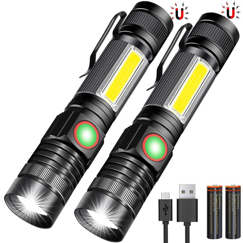 USB Rechargeable Flashlight, Magnetic Flashlights With COB Flash Light Include Battery - 4 Models, Zoomable, Water Resistant, Vnina LED Tactical Flashlight High lumen for Indoor & Ourdoor use - NewNest Australia