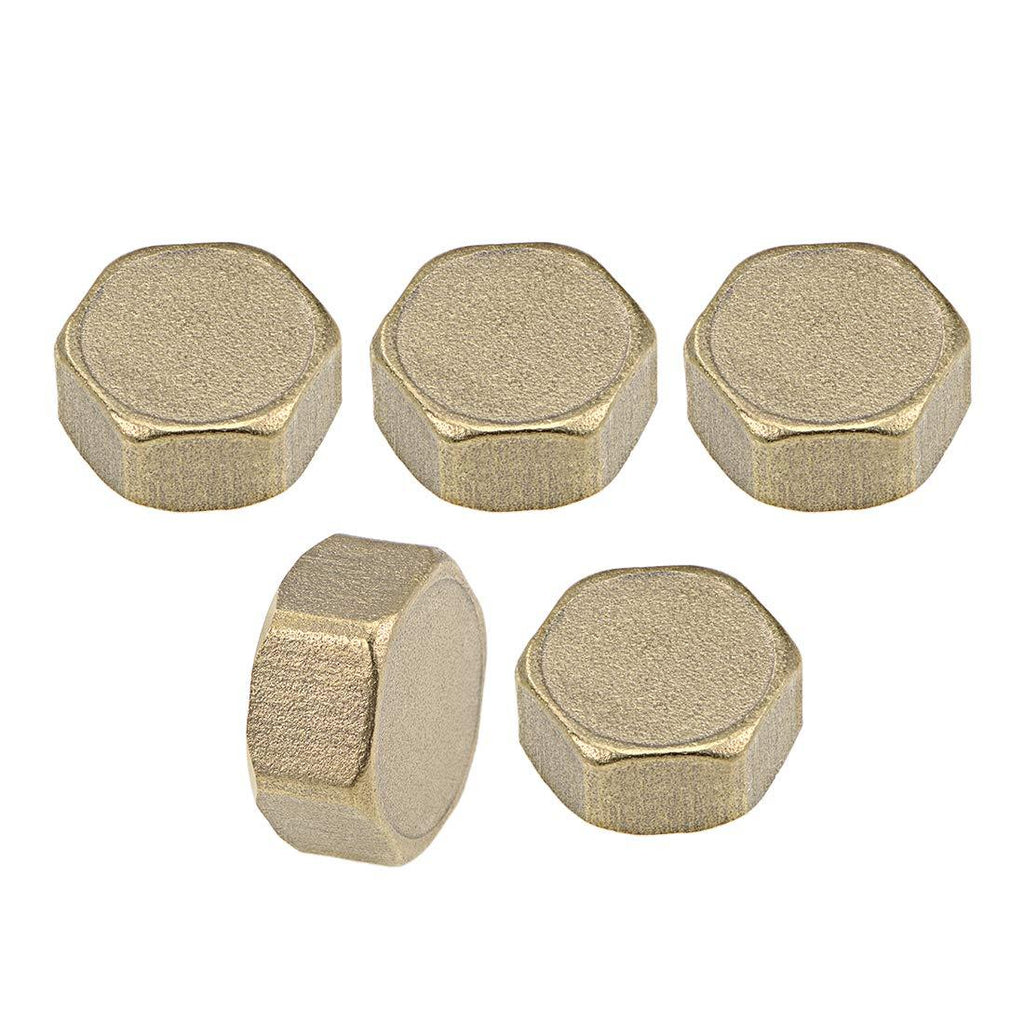 uxcell Brass Cap 5pcs G1/2 Female Pipe Fitting Hex Compression Stop Valve Connector 11x23mm - NewNest Australia