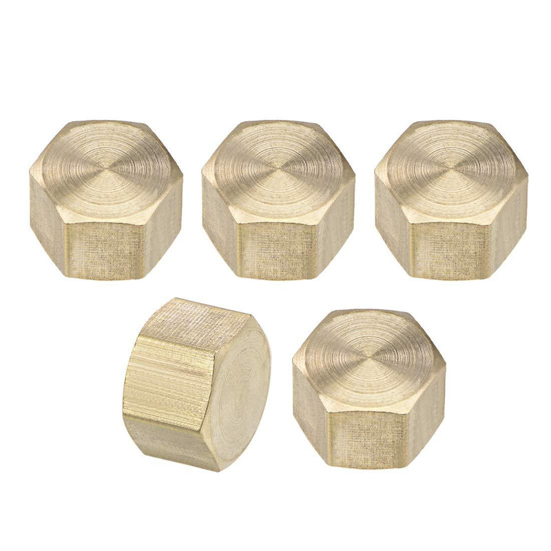 uxcell 1/4-Inch Brass Cap 5pcs PT1/4 Female Pipe Fitting Hex Compression Stop Valve Connector - NewNest Australia