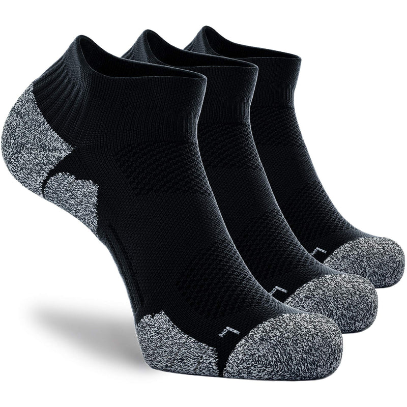 CWVLC Unisex Cushioned Compression Athletic Ankle Socks Multipack Large 3-pairs Black - NewNest Australia