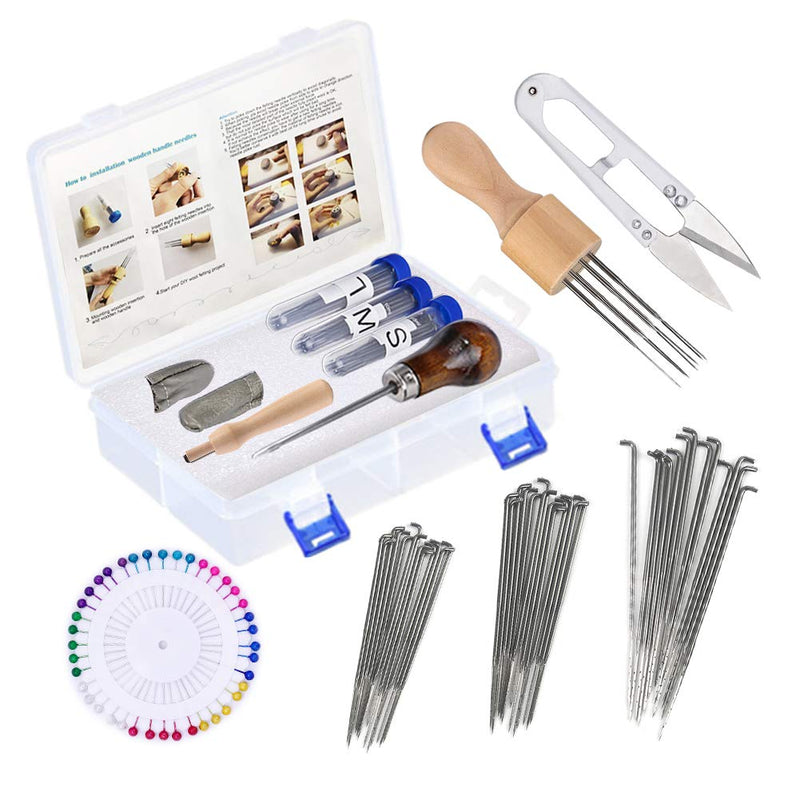 lmzay Needle Felting Tools, Wool Felting Supplies, Needle Felting Kit with 60 Pcs Needles Felting Needles, Foam Mat, Wooden Handle, Scissors, Perfect for DIY Felting Wool Projects - NewNest Australia