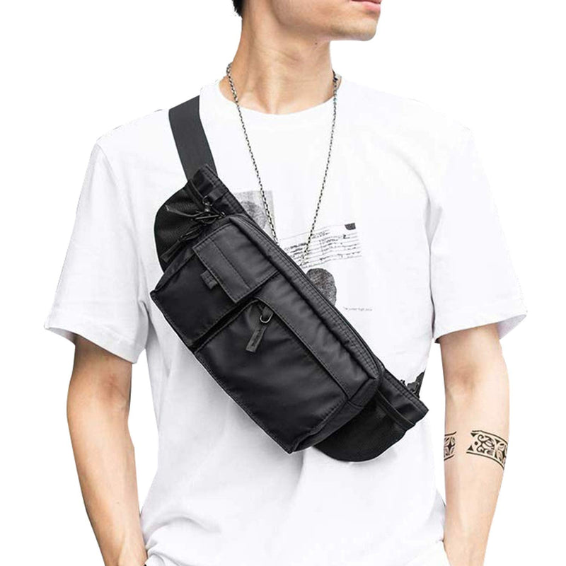 Large Waterproof Black Waist Bag Fanny Pack For Men Women Belt Bag Pouch Hip Bum Bag Chest Bag with Adjustable Strap, Premium Lightweight Fanny Pack For Gym Fitness Workout Travel Work Commuting - NewNest Australia