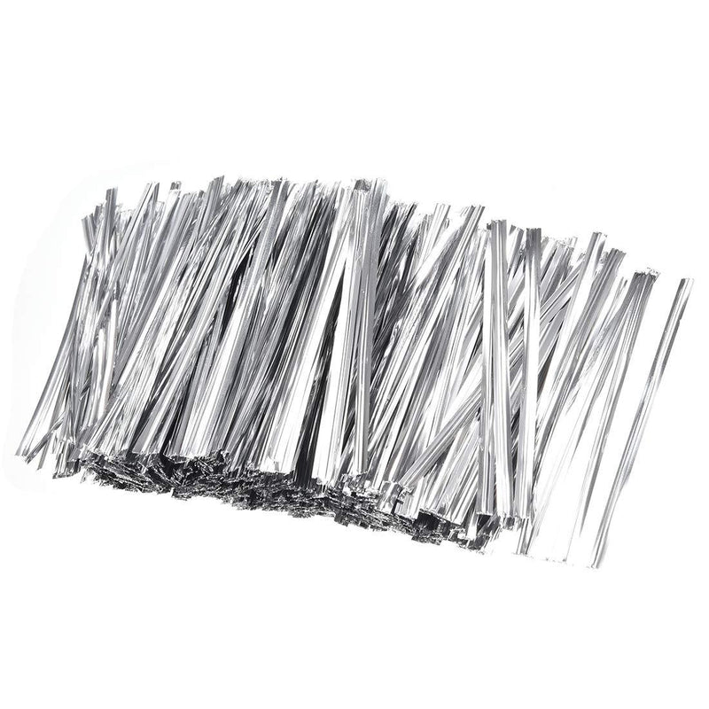 uxcell Metallic Twist Ties 3.15 Inches Quality Plastic Closure Tie for Tying Gift Bags Art Craft Ties Manage Cords Silvery 500pcs - NewNest Australia