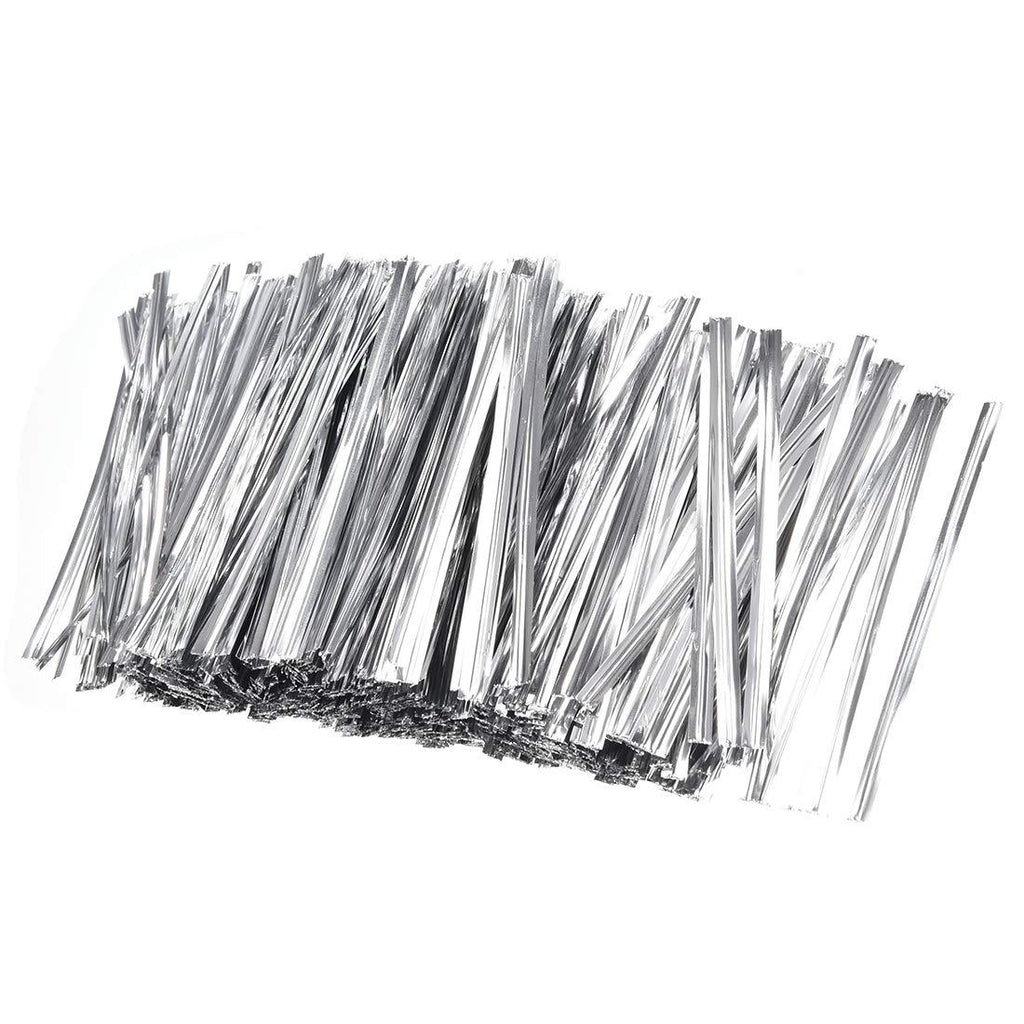uxcell Metallic Twist Ties 2.4 Inches Quality Plastic Closure Tie for Tying Gift Bags Art Craft Ties Manage Cords Silvery 500pcs - NewNest Australia