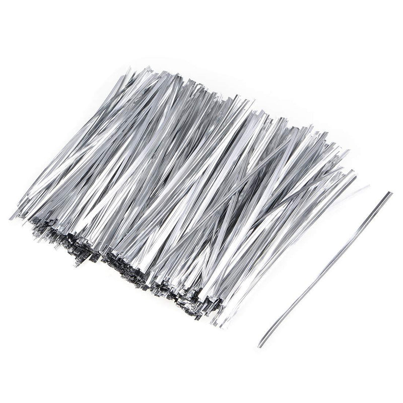 uxcell Metallic Twist Ties 5.9 Inches Quality Plastic Closure Tie for Tying Gift Bags Art Craft Ties Manage Cords Silvery 500pcs - NewNest Australia