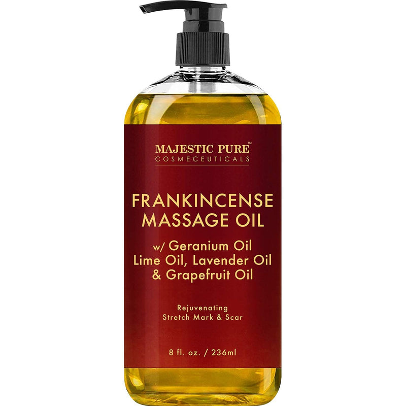 Stretch Mark and Scar Frankincense Massage Oil by Majestic Pure, for Softer & Smoother Skin - Visibly Reduces Appearances of Scars and Stretch Marks - 8 fl oz - NewNest Australia