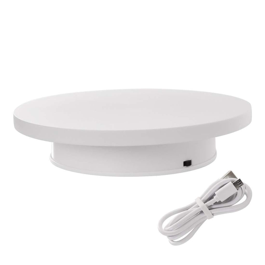 NewNest Australia - fotoconic Motorized Rotating Display Stand, 8 Inches Electric Turntable, White Revolving Base for 360 Degree Product Images or Jewelry, Collectible Display 