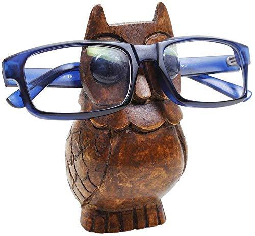 NewNest Australia - S.B.ARTS Wooden Handcrafted Owl Shaped Specs Holder-Classic Holder-Round Base-Eyeware Retainer-Eyeglass Spectacle Specs Holder–Spec Stand-Optical Glass Accessories-Display Stand 