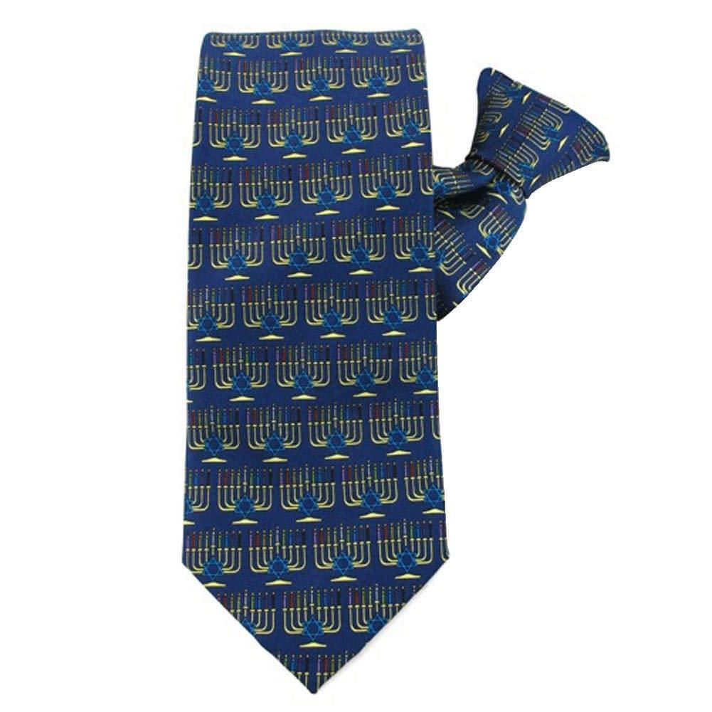 NewNest Australia - Jacob Alexander Boys' Menorah Candle Lights Happy Hanukkah Star of David Clip-On Neck Tie 