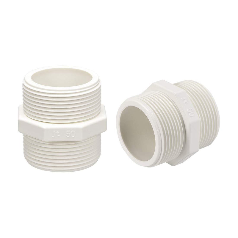 uxcell PVC Pipe Fitting Hex Nipple G1-1/2 X G1-1/2 Male Thread Adapter Connector 2pcs - NewNest Australia