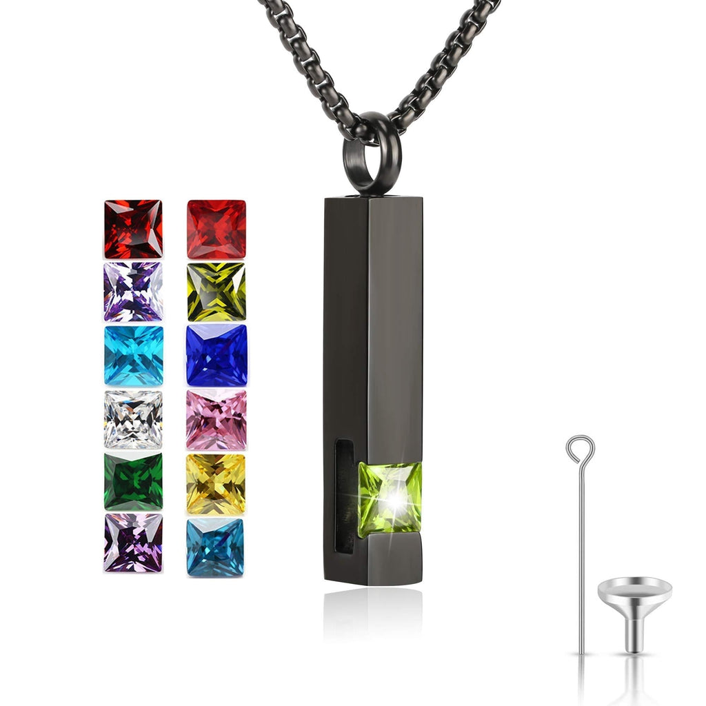 NewNest Australia - YOUFENG Urn Necklaces for Ashes Birthstone Cube Urns for Human Ashes Memorial Cremation Urn Locket Keepsake Ashes Jewelry August 