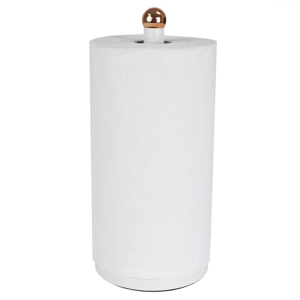 NewNest Australia - Home Basics Grove Free Standing Paper Towel Holder with Weighted Padded Base, White, 13.5" 1 