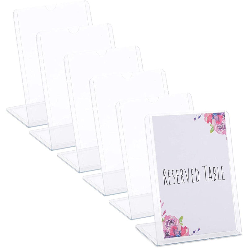 Clear Slant Back Acrylic Sign Holder, Vertical Display Stand (5 x 7 in, 6 Pack) - NewNest Australia