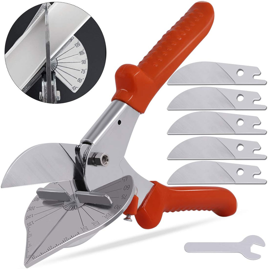 Keadic 7Pcs Multi Angle Miter Shear Cutter with Wrench and Upgrade Spare Blades, Quarter Round Cutting Tool for Wire Troughs, Soft-cut Corners (45 Degree to 135 Degree) - NewNest Australia