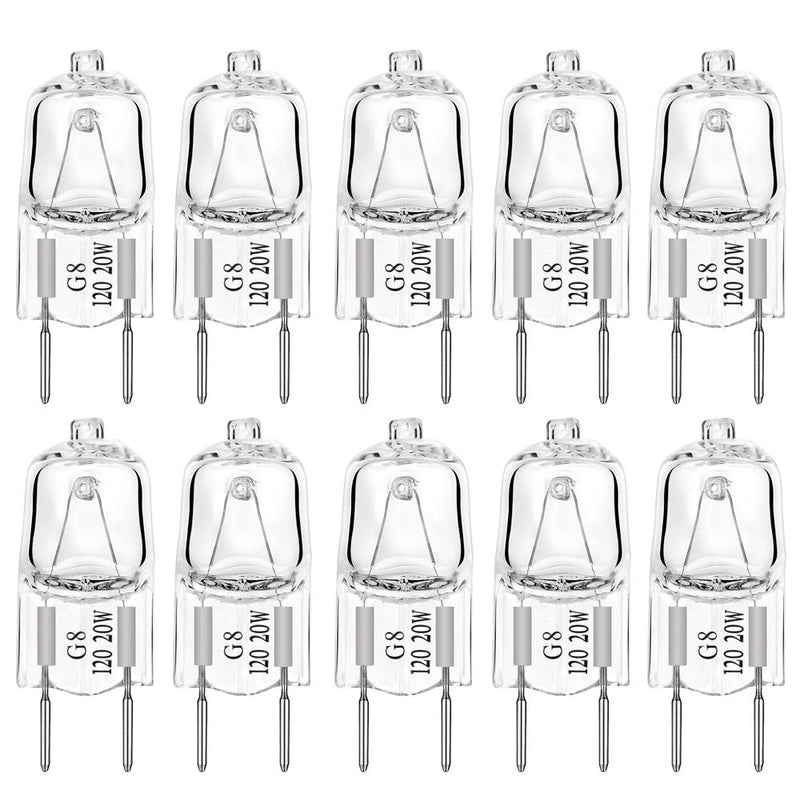 AHEVO G8 Light Bulbs 20Watt 120Volt Dimmable Halogen Light Bulb G8 Base Bi-Pin Shorter 20W T4 JCD Warm White Under Cabinet Puck Lighting Replacements,10Pack 20.0 - NewNest Australia