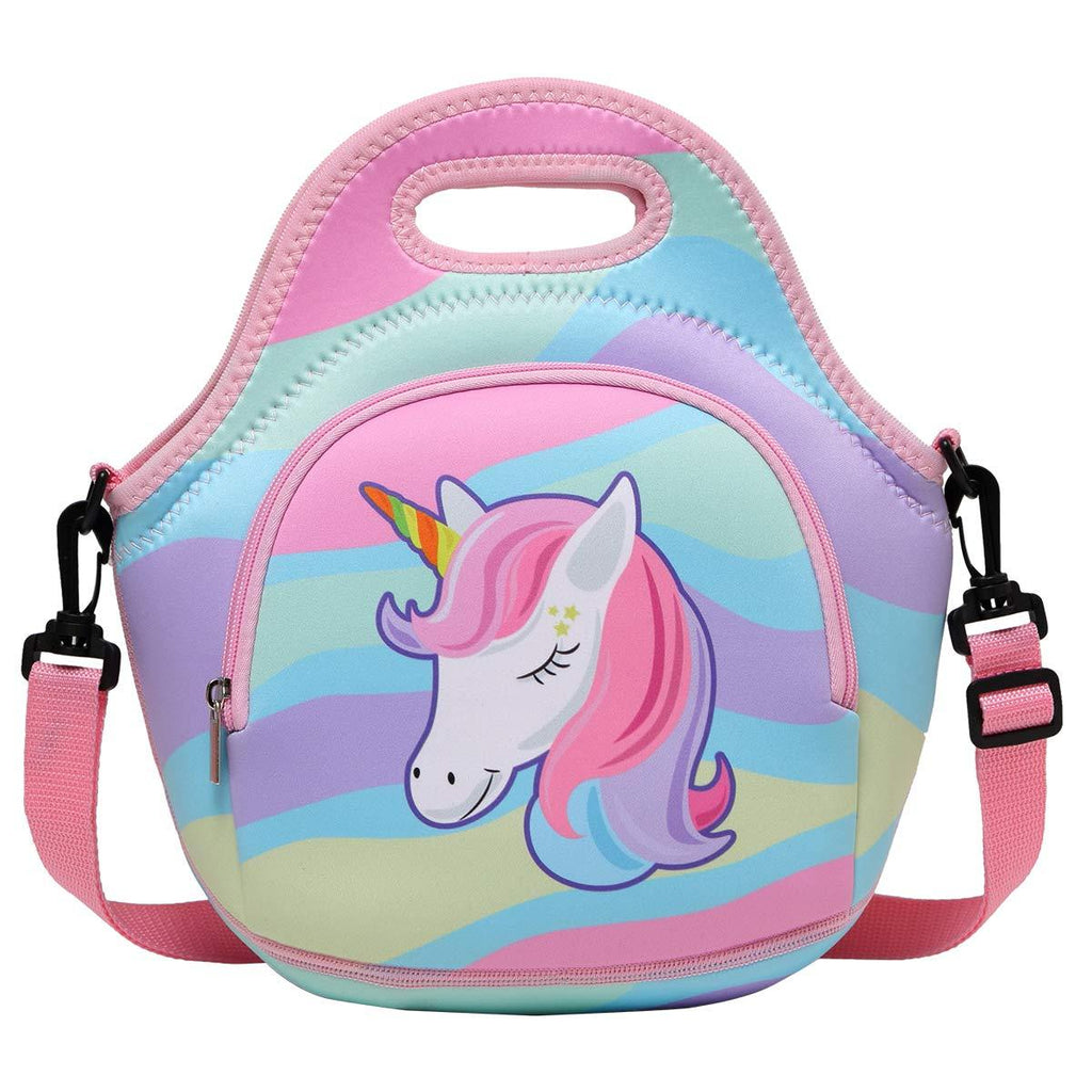 NewNest Australia - Lunch Bag for Girls, Chasechic Cute Lightweight Neoprene Insulated Lunch Boxes Tote for Women with Detachable Adjustable Shoulder Strap Unicorn 