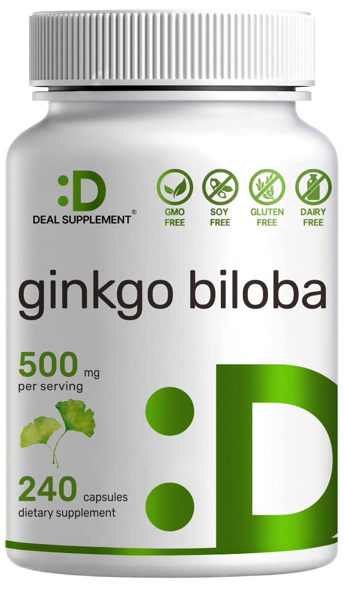 Ginkgo Biloba 500mg Per Serving, 240 Capsules, 4 Months Supply, Grown in Northern Asia | Extra Strength, Promotes Brain Function, Supports Memory & Concentration - NewNest Australia